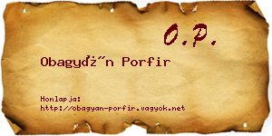 Obagyán Porfir névjegykártya